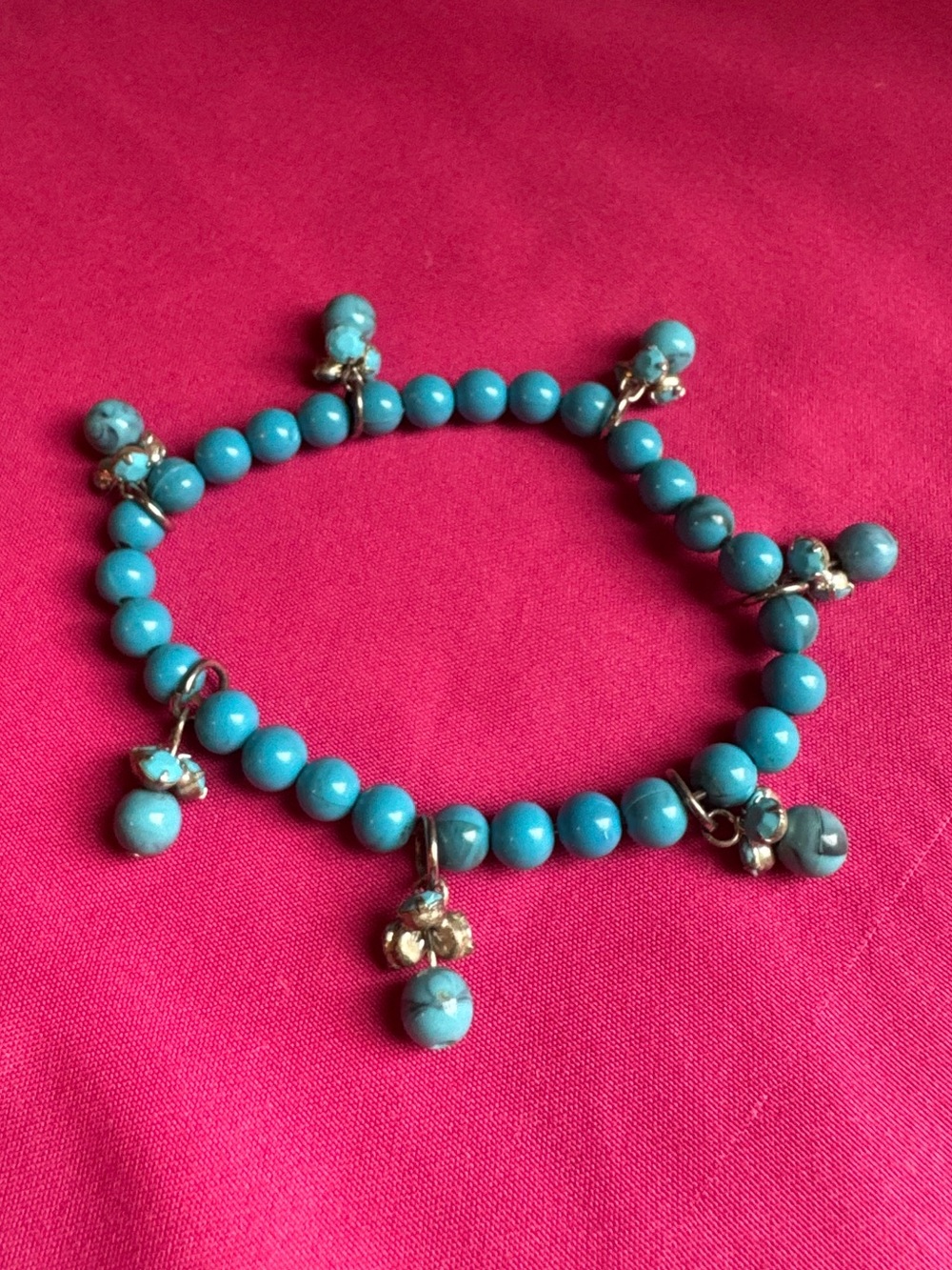 Turquoise Bead Charm Bracelet for Women